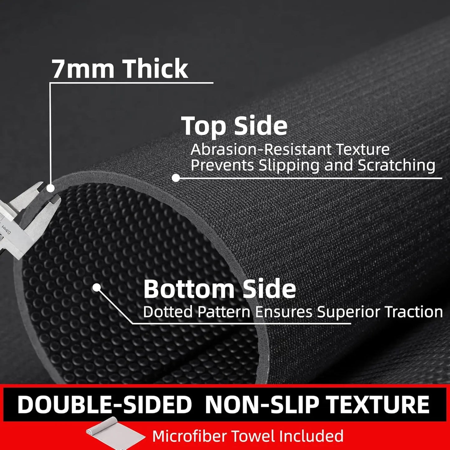 Extra Thick 7mm Exercise Mat for Home Gym, Cardio, Yoga - Multiple Sizes Available