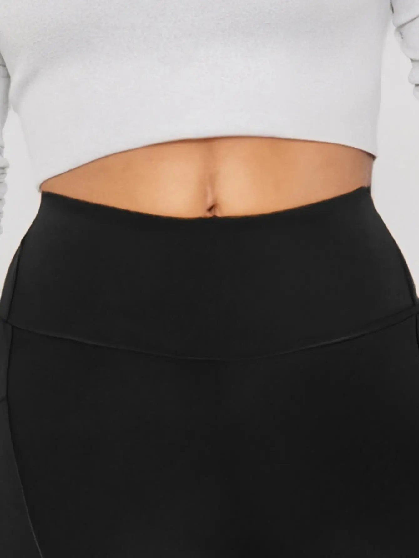 Women's Black Plus Size High-Waisted Yoga Leggings, Flexible Comfortable Fit, For Pilates Gym Running Hiking Daily Workout