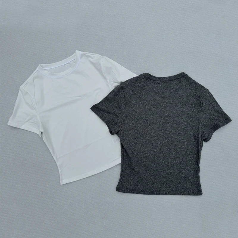 Women's Tight Fitting Sports T-shirt Quick Drying Breathable Short Sleeved Yoga T-shirt Running Exercise Fitness Short Sleeved