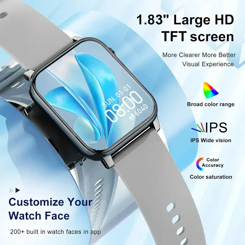 LAXASFIT 2025 New Waterproof Smart Watch Bluetooth Call Women Men Watch Voice Assistant 100+Sports Smartwatch For Android IOS
