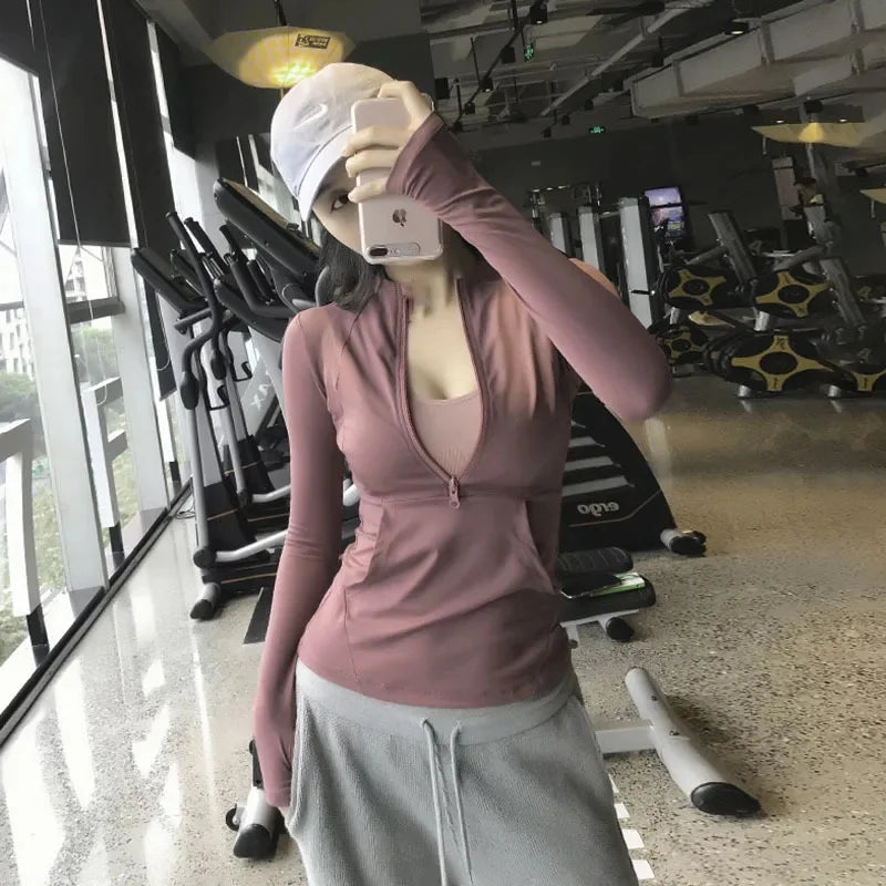 Sport Speed Dry Top Women's Slimming Yoga Jacket Fitness Casual Running Long Sleeve Summer Smooth Slimming Sexy Sports Shirt