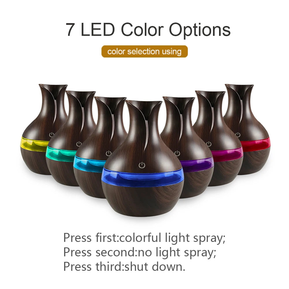 New 300ml Aromatherapy Humidifier & Oil Diffuser  2 in 1 USB Design, Ultra Quiet, Perfect for Bedroom, Office (2 Oils Included)