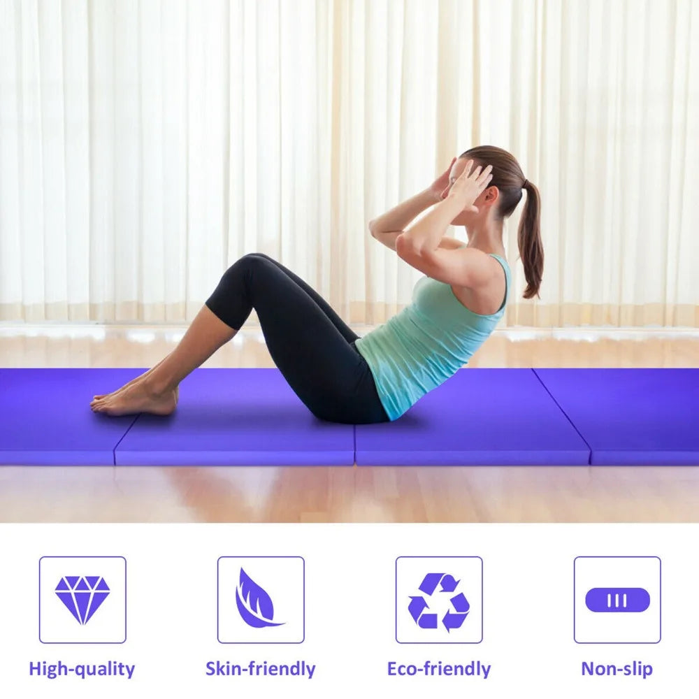 4'x10'x2" Folding Gymnastic Tumbling Mat Yoga Exercise Fitness Mat