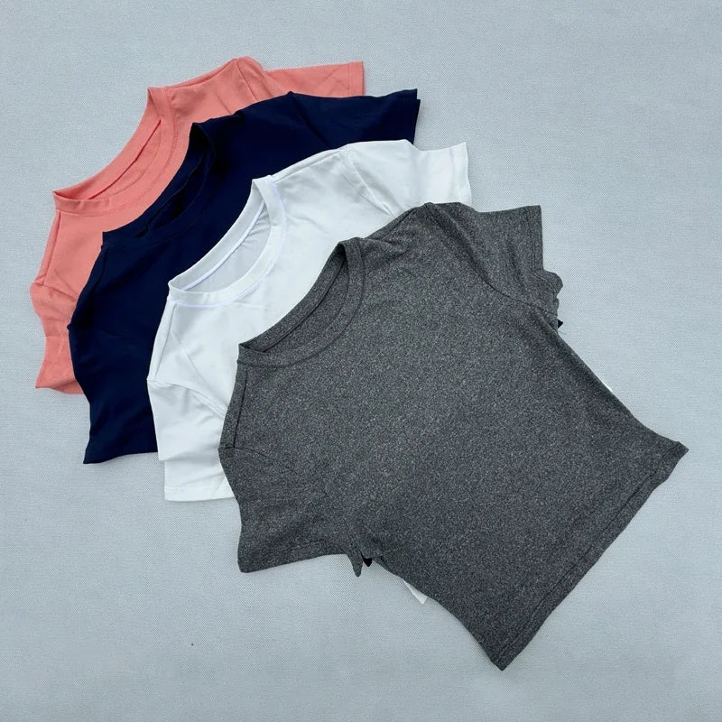 Women's Tight Fitting Sports T-shirt Quick Drying Breathable Short Sleeved Yoga T-shirt Running Exercise Fitness Short Sleeved
