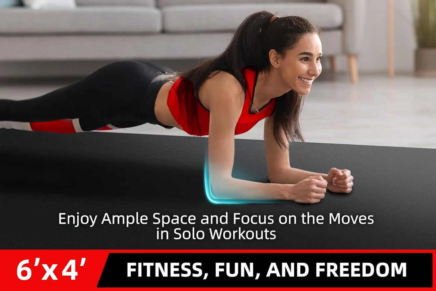 Extra Thick 7mm Exercise Mat for Home Gym, Cardio, Yoga - Multiple Sizes Available