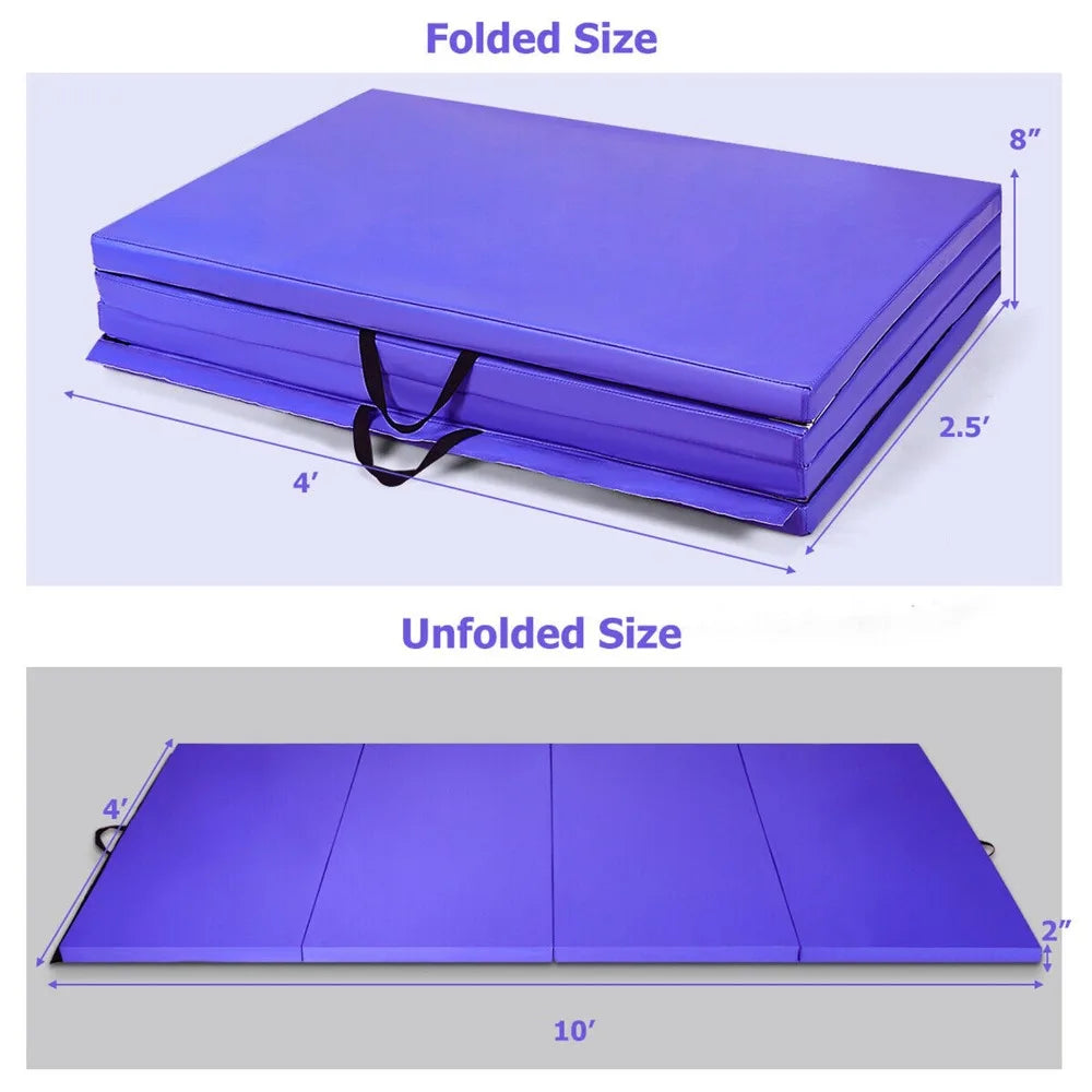 4'x10'x2" Folding Gymnastic Tumbling Mat Yoga Exercise Fitness Mat