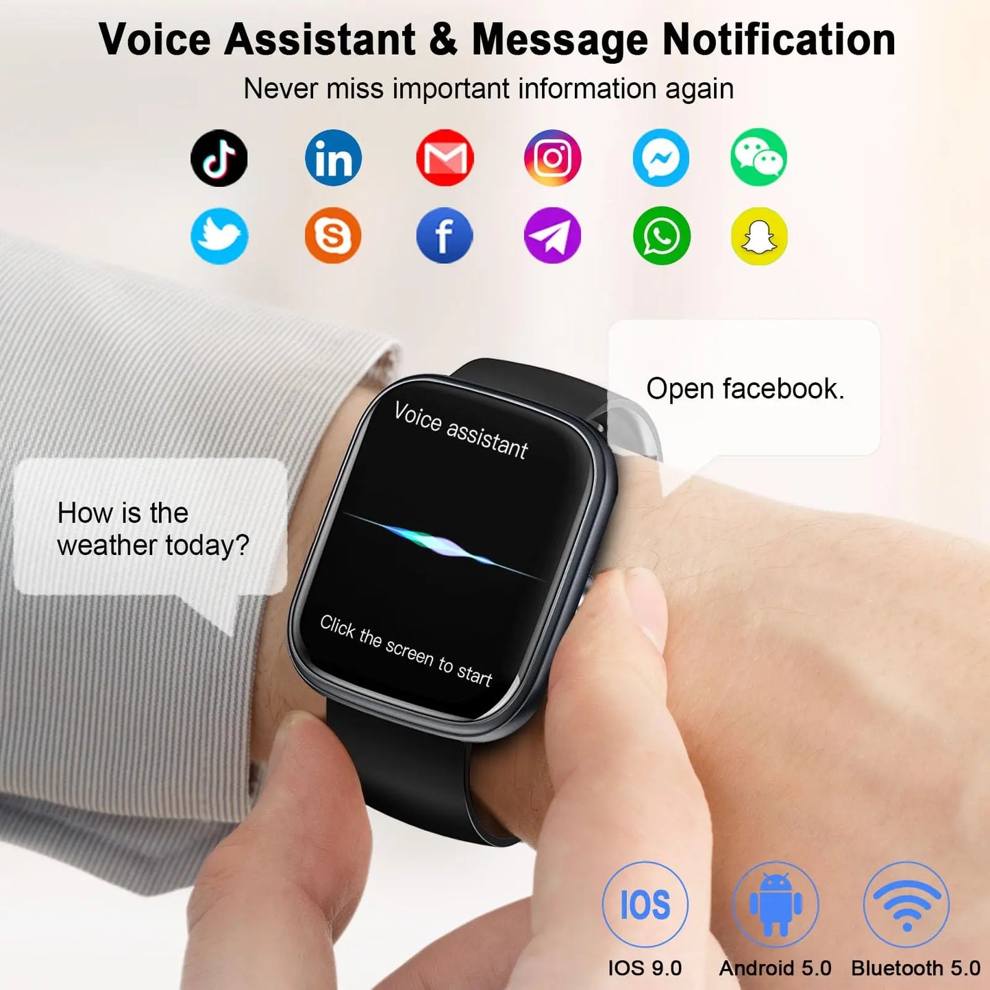 Smart Watch, 1.91" Smartwatch (Answer/Make Call), IP68 Waterproof Fitness Tracker, 110+ Sport Modes, Heart Rate and Sleep Monit