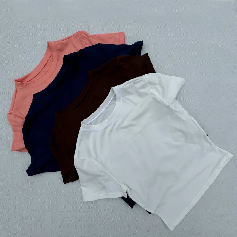 Women's Tight Fitting Sports T-shirt Quick Drying Breathable Short Sleeved Yoga T-shirt Running Exercise Fitness Short Sleeved