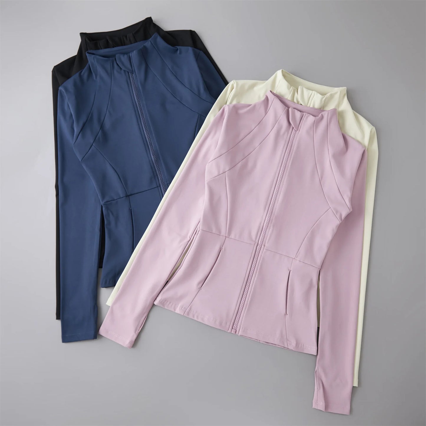 Women's Athletic Yoga Jacket Lightweight Zipper Sports Jacket for Fall/Winter Versatile Women's Outerwear with Pockets and Thumb