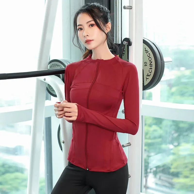 Sport Speed Dry Top Women's Slimming Yoga Jacket Fitness Casual Running Long Sleeve Summer Smooth Slimming Sexy Sports Shirt