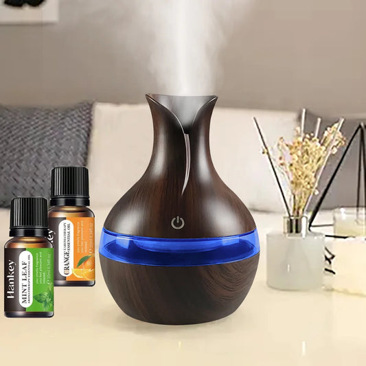 New 300ml Aromatherapy Humidifier & Oil Diffuser  2 in 1 USB Design, Ultra Quiet, Perfect for Bedroom, Office (2 Oils Included)