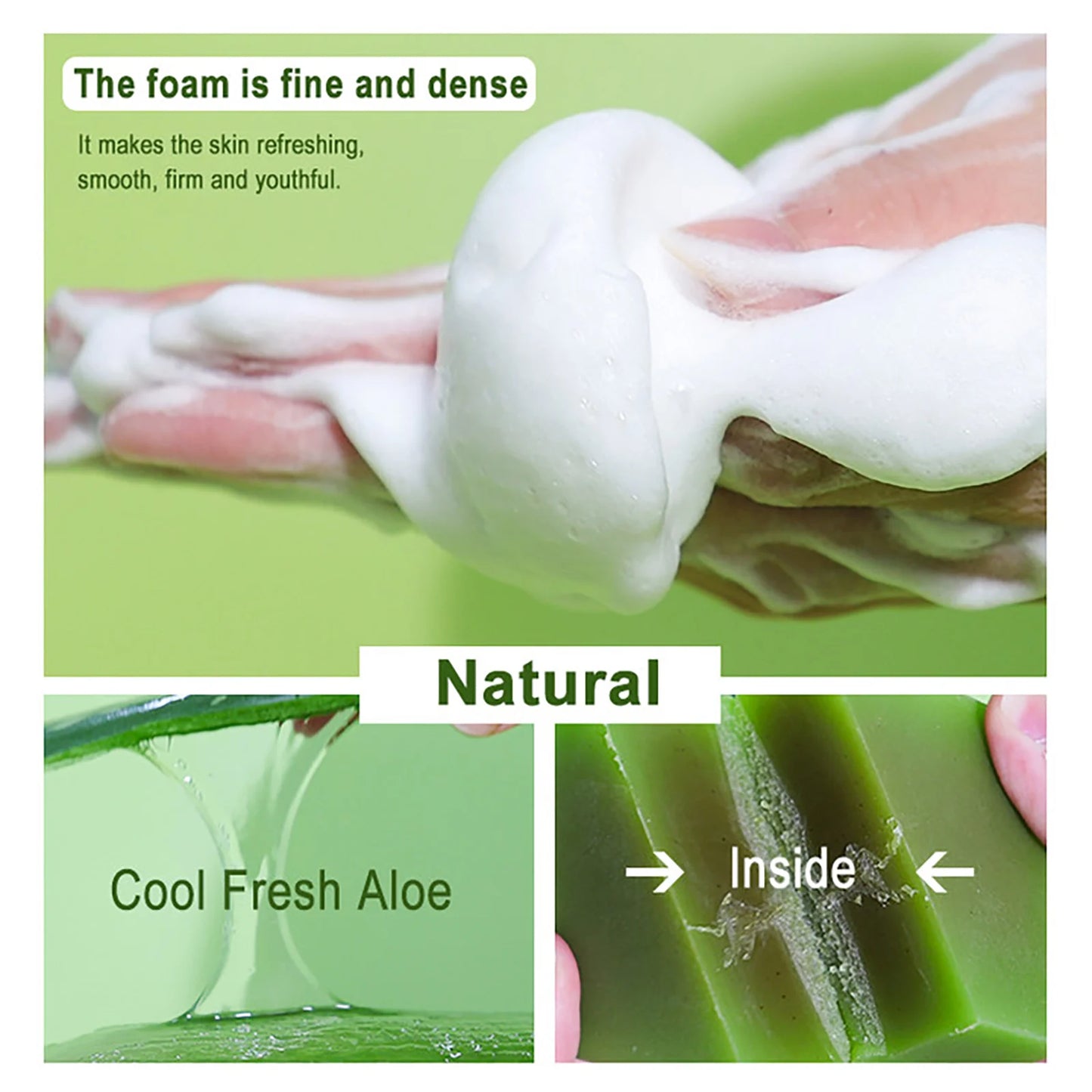KYLIEFIT Cool Fresh Natural Aloe Vera Soap Bar for All Skin Types, Brightening, Reduce Dark Spots, Acne, Smooth Skin, 200g