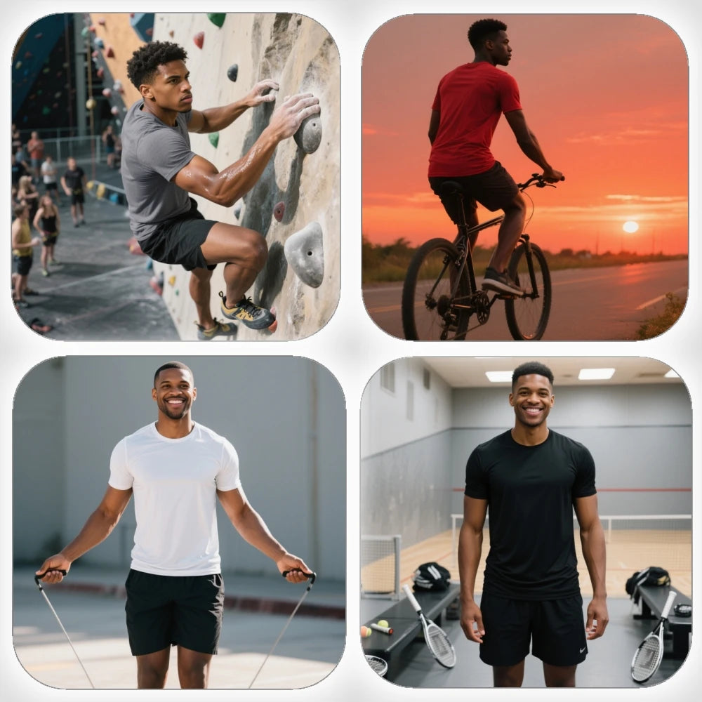5Pcs Men's Quick Dry Short Sleeve Gym Running Moisture Wicking Round Neck T-Shirt Training Exercise Sport Shirt Tops Lightweight