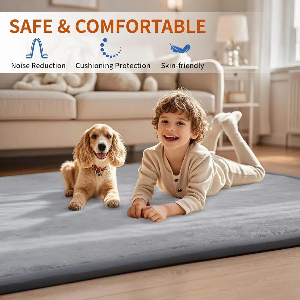 Thick 1.3 Memory Foam Play Mat, 59x71 Dark Grey, Non-Slip for Kids, Toddlers, Tummy Time, Crawling, Nursery, Yoga