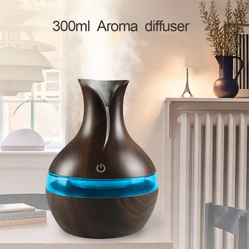 New 300ml Aromatherapy Humidifier & Oil Diffuser  2 in 1 USB Design, Ultra Quiet, Perfect for Bedroom, Office (2 Oils Included)