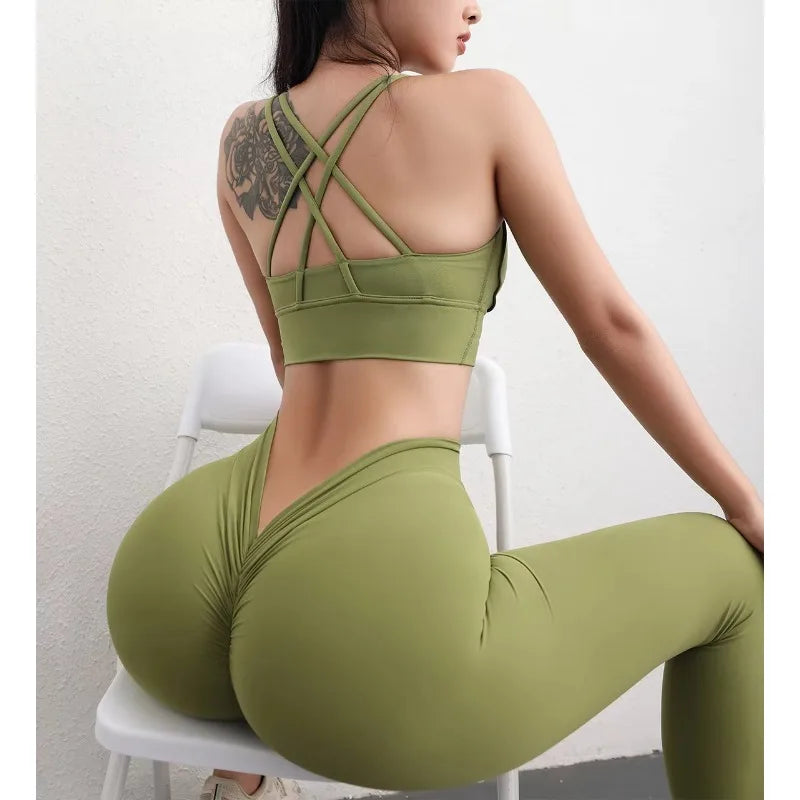 New Sexy Women's Fitness Clothing High Waist Belly Yoga Pants Workout Skinny Hip Lift Skinny Pants Sweatpants