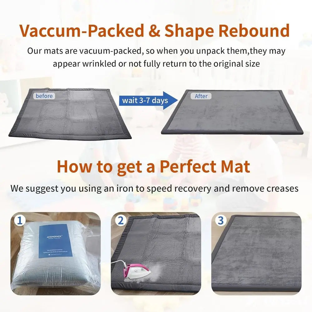 Thick 1.3 Memory Foam Play Mat, 59x71 Dark Grey, Non-Slip for Kids, Toddlers, Tummy Time, Crawling, Nursery, Yoga